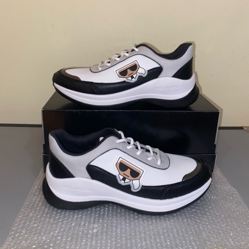Karl Lagerfeld Coty Black & White Sneakers, Size 8 - Picture 3 of 9